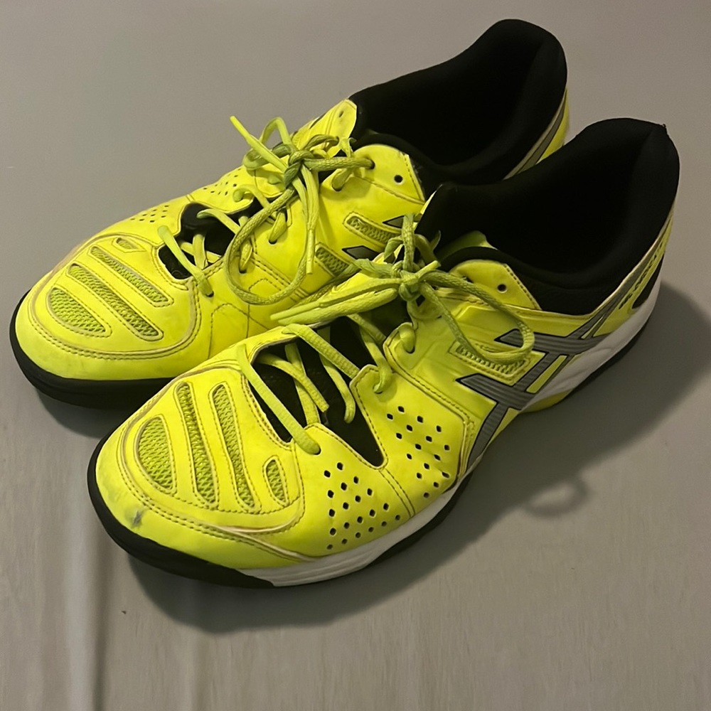 Men’s size 10.5 neon yellow ASICS shoes
